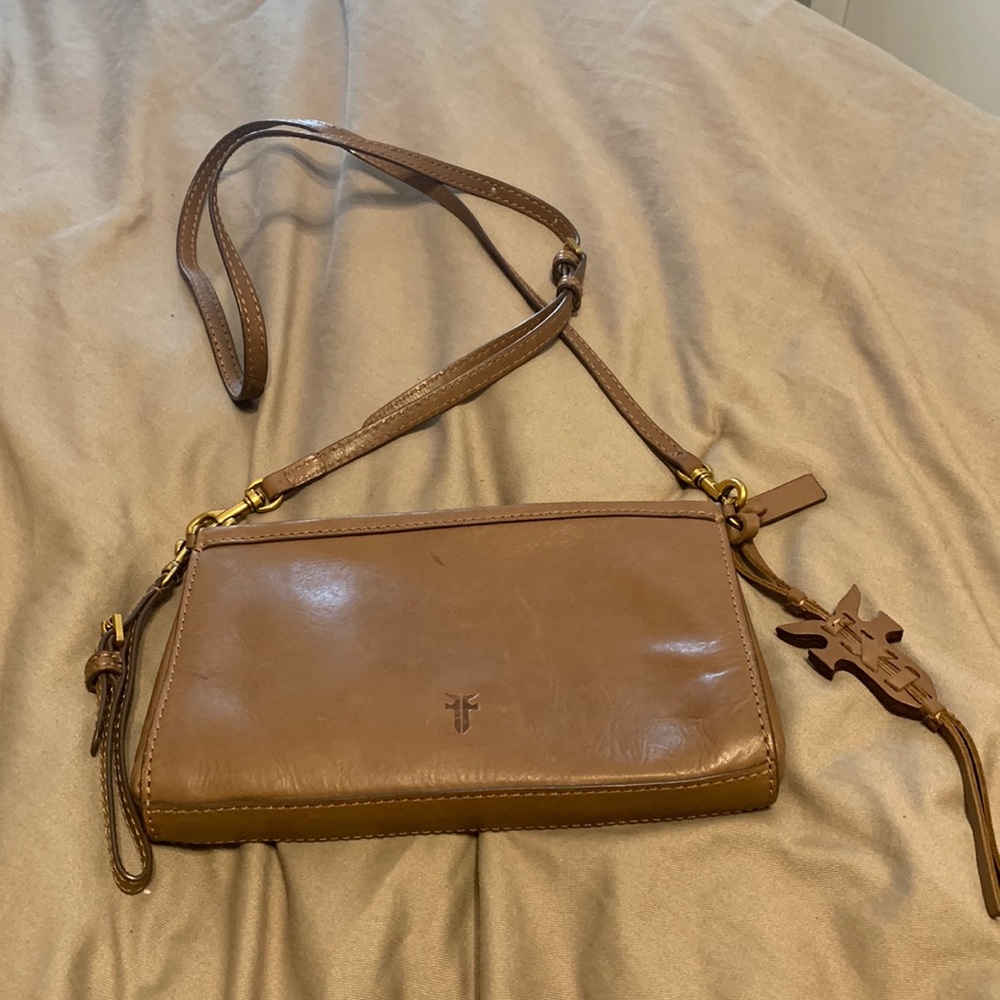 Frye Brown Leather Crossbody Bag with Gold Hardware